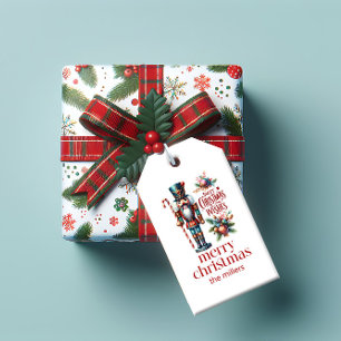 Christmas Theme Nutcracker Retro Typography Wine L Gift Tags