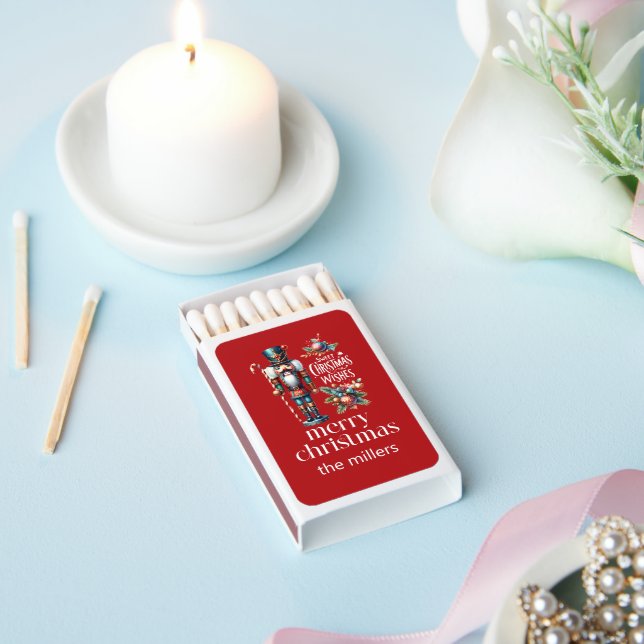 Christmas Theme Nutcracker Retro Typography Wine L Matchboxes (Insitu)