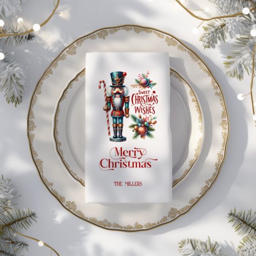 Christmas Theme Nutcracker Retro Typography Wine L Paper Guest Towels