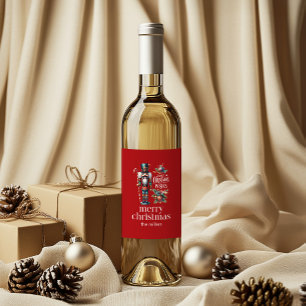 Christmas Theme Nutcracker Retro Typography Wine L Wine Label