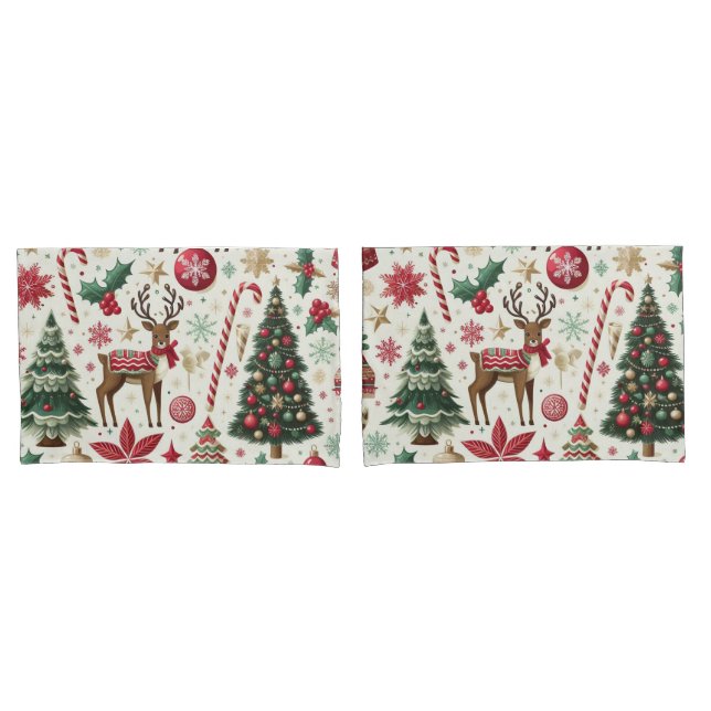 Christmas theme pair king size  pillow case (Front-Set)