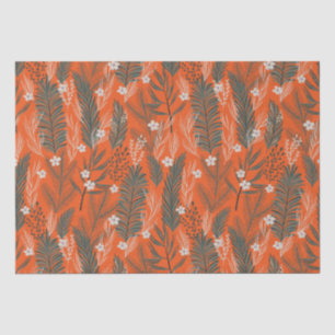 Christmas theme pattern greenery white flowers tissue paper