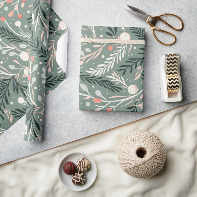 Christmas theme pattern holiday simbols wrapping paper (Crafts)