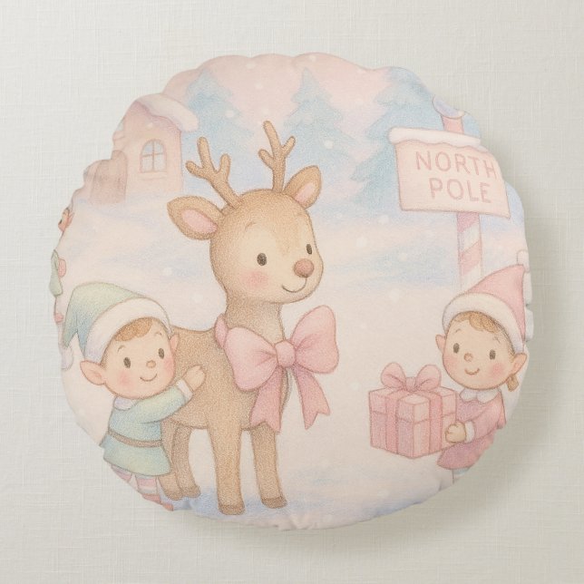 Christmas Theme pillowcases - Children's Rooms  Round Pillow (Front)