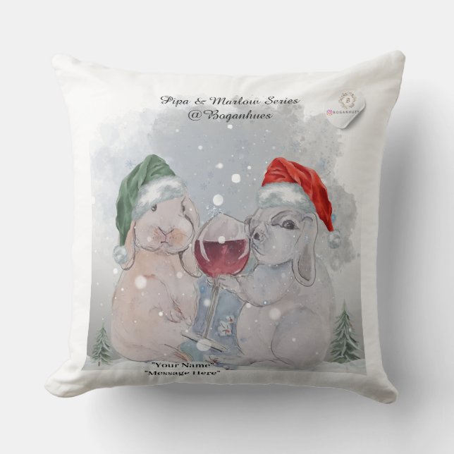 Christmas Theme Pipa & Marlow print Throw Pillow (Front)
