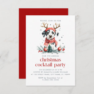 Christmas Theme Puppy Christmas Cocktail Party Thank You Card