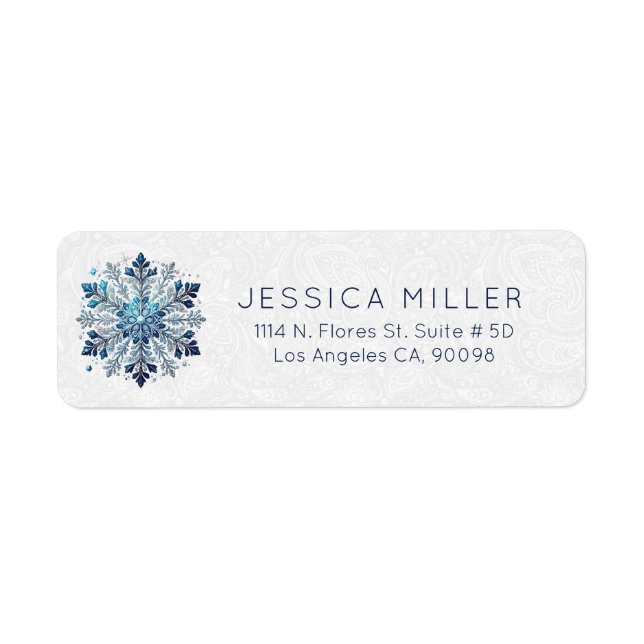 Christmas Theme Snowflake Ice Cristals Label (Front)