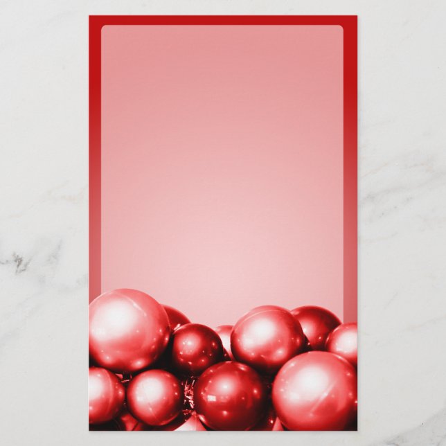 Christmas Theme Stationery Red Ornaments (Front)