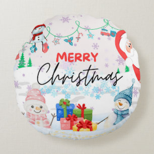 Christmas Theme Throw Pillow (Round)