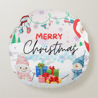 Christmas Theme Throw Pillow (Round)