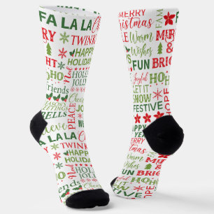 Christmas theme typography pattern socks