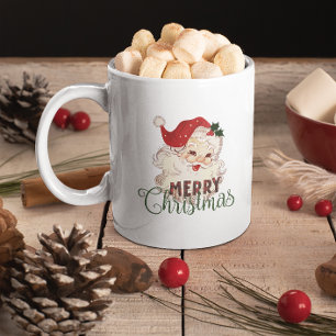 Christmas Theme Vintage Santa Merry Christmas Two-Tone Coffee Mug