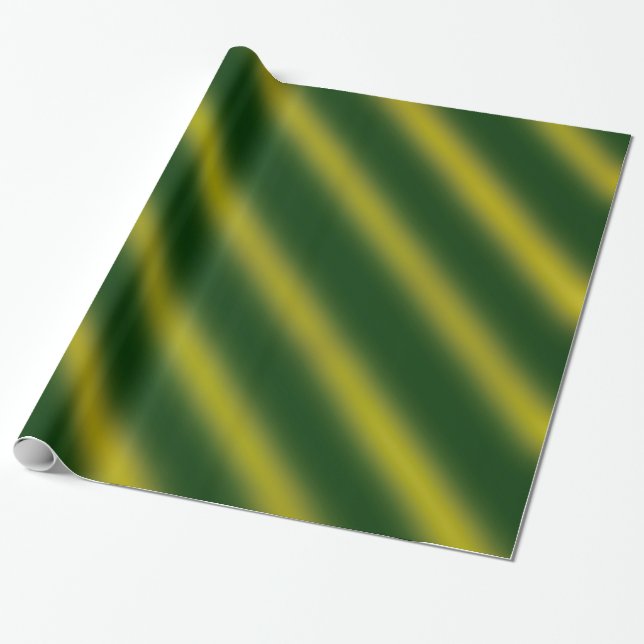 Christmas Theme  Wavy Pattern Gold & Green Wrapping Paper (Unrolled)