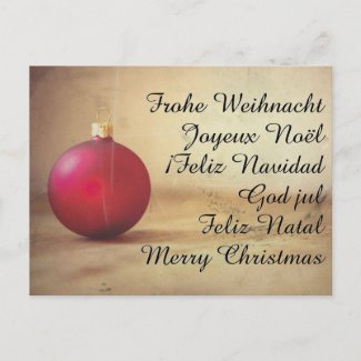Christmas theme with Christmas ball Holiday Postcard