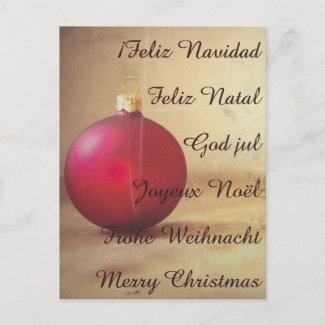 Christmas theme with Christmas ball Holiday Postcard