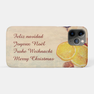 Christmas Theme with Fruits in Pastel Vintage Look iPhone 11 Pro Case
