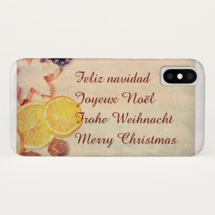 Christmas Theme with Fruits in Pastel Vintage Look iPhone X Case