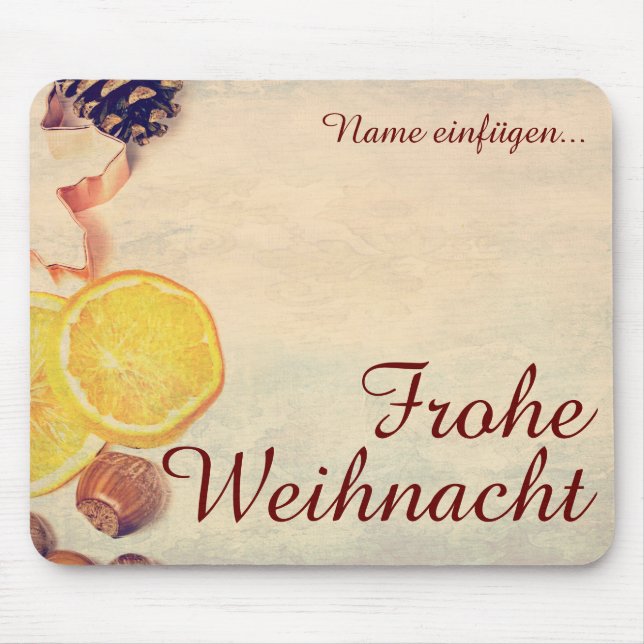 Christmas Theme with Fruits in Pastel Vintage Look Mouse Pad (Front)