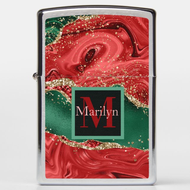 CHRISTMAS THEMED AGATE MONOGRAM   ZIPPO LIGHTER (Front)