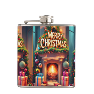 Christmas Themed Hip Flask – Merry Christmas Firep