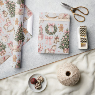Christmas-themed illustration wrapping paper