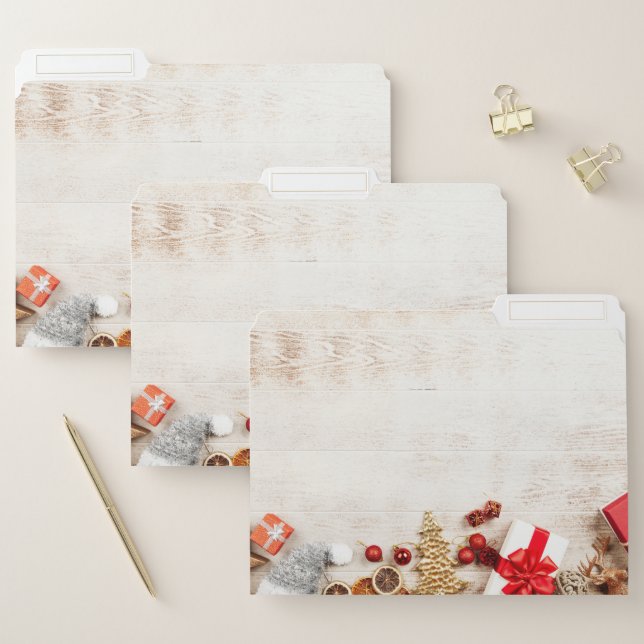 Christmas Themed Items on a Rustic Wooden Board File Folder (Set)