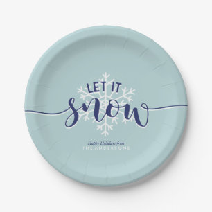 Christmas Themed "Let It Snow" Paper Plates