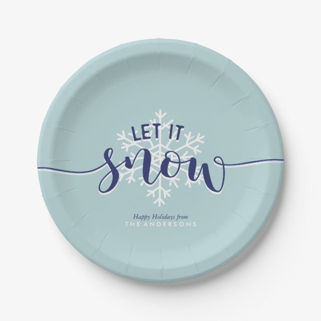 Christmas Themed "Let It Snow" Paper Plates (Front)