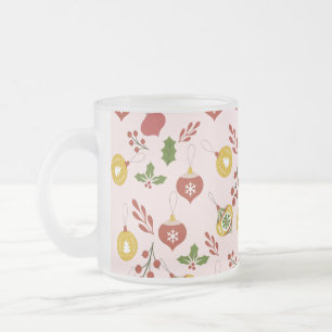Christmas Themed Ornaments Holiday Frosted Glass Coffee Mug