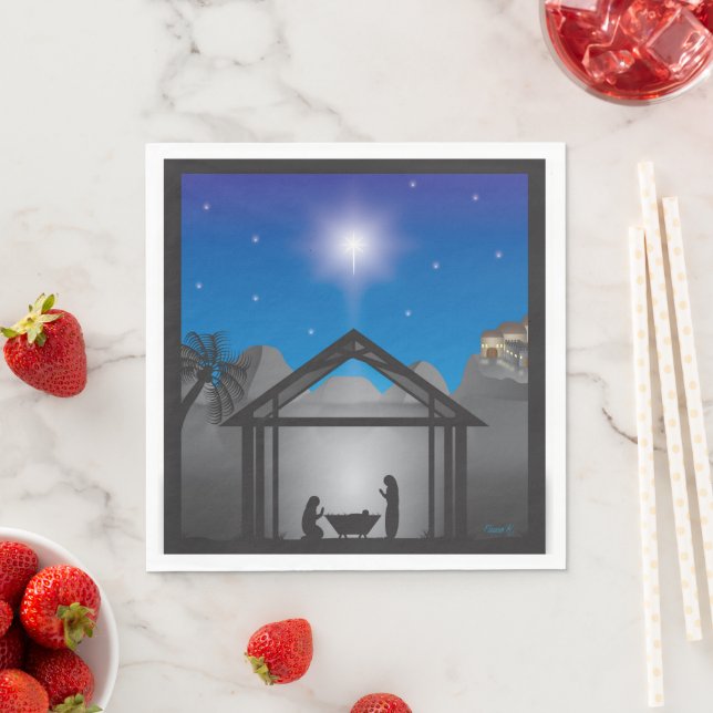 Christmas Themed Paper Napkins, Standard Luncheon Napkins (Insitu)