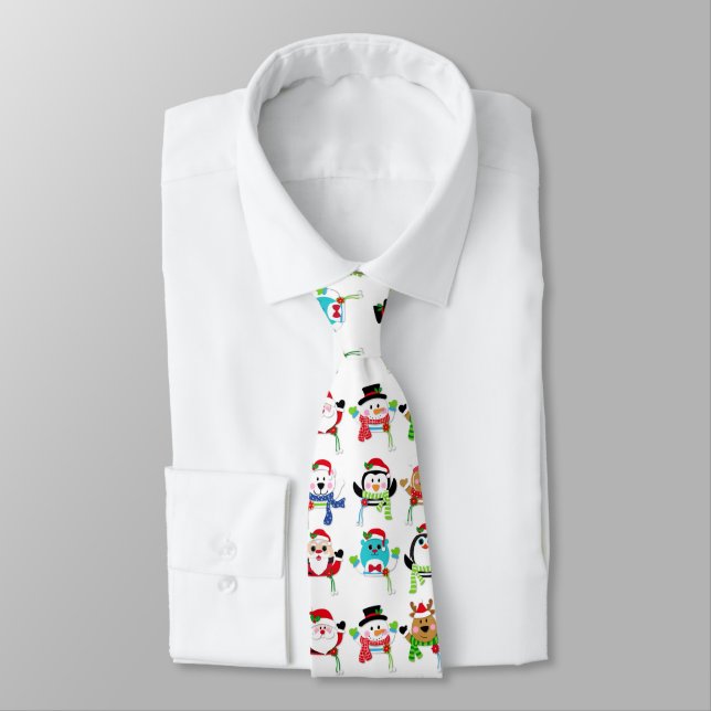 Christmas themed pattern neck tie (Tied)