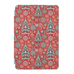 Christmas-Themed Pattern with Trees, Snowflakes iPad Mini Cover