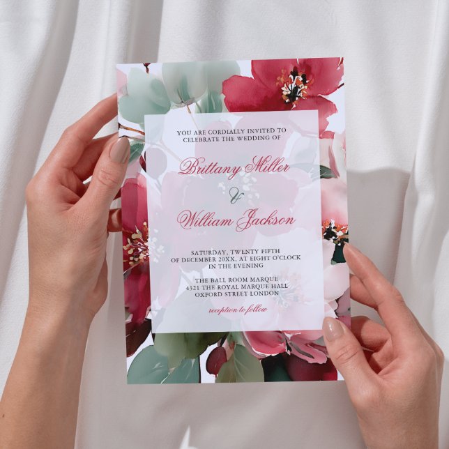  Christmas Themed Red Floral Wedding  Invitation (Creator Uploaded)