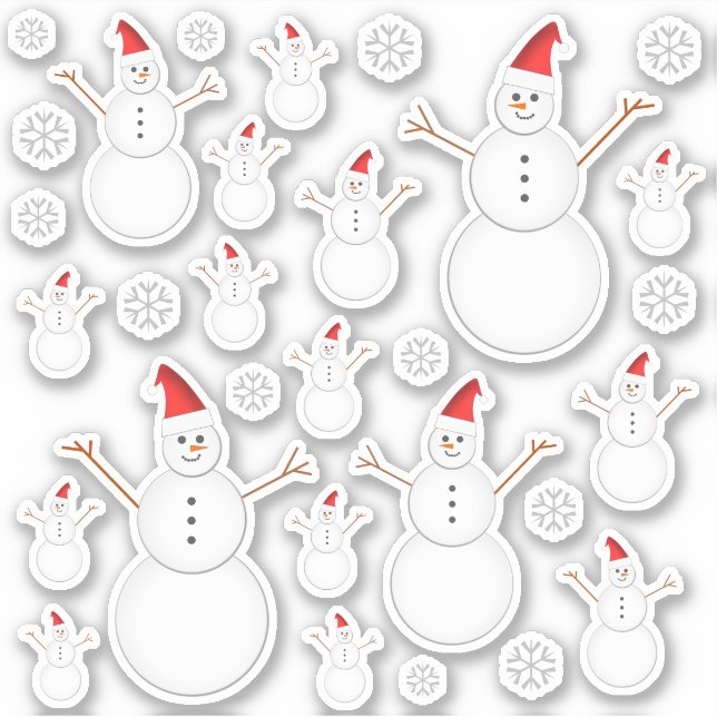 Christmas Themed Snowman & Snowflake Stickers (Front)