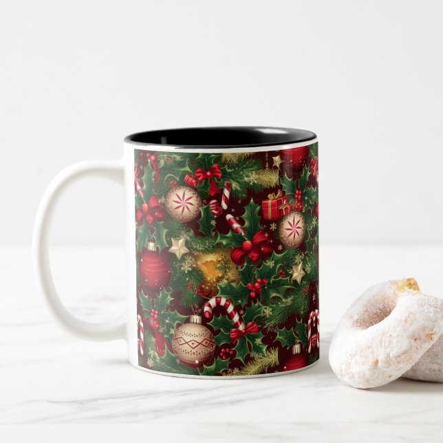 christmas themed Two-Tone coffee mug (With Donut)
