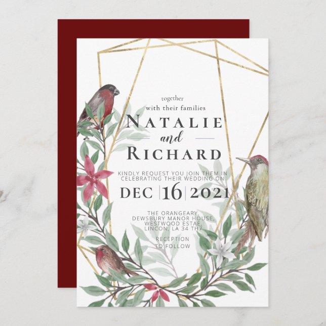 Christmas themed wedding invitation (Front/Back)