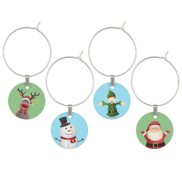 Christmas Themed Wine Charms