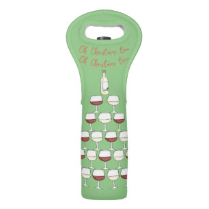 Christmas themed; wine tree; wine glasses;  bag