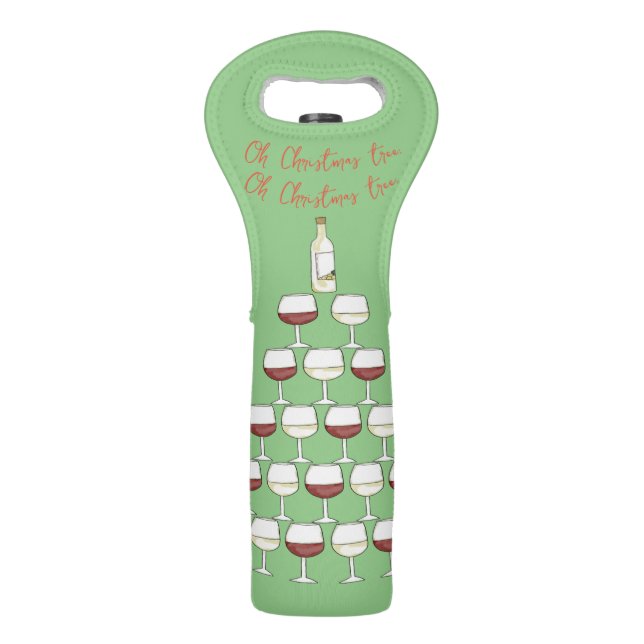 Christmas themed; wine tree; wine glasses;  bag (Front)