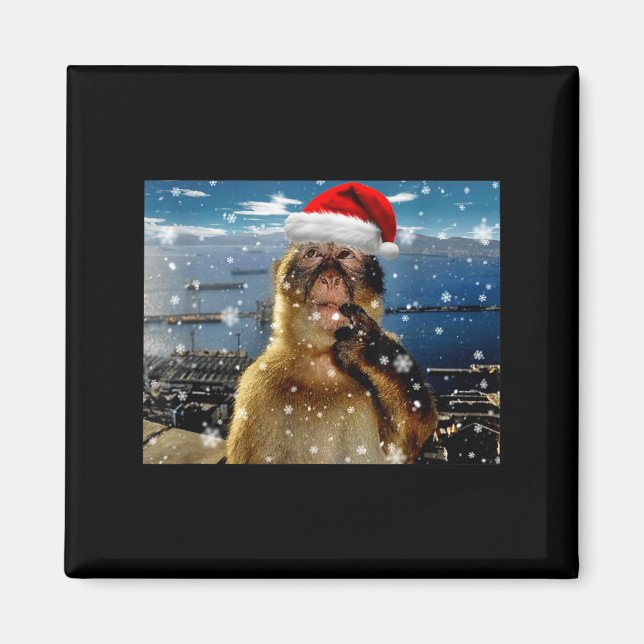 Christmas Thinking Monkey Meme Brainrot Xmas Gift  Magnet (Front)