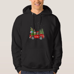 Christmas Three Flamingo Truck Xmas Santa Hat Hoodie