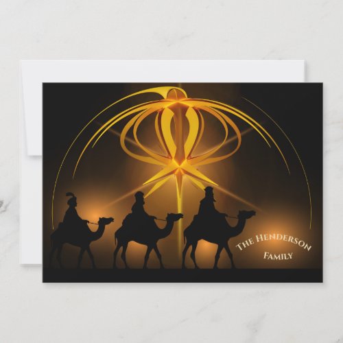 Christmas Three Kings Gold Custom Holiday Card