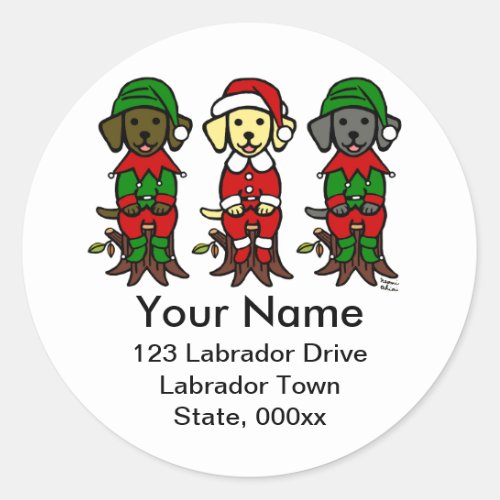 Christmas Three Lab Puppies Classic Round Sticker