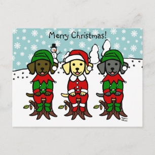 Christmas Three Lab Puppies Holiday Postcard