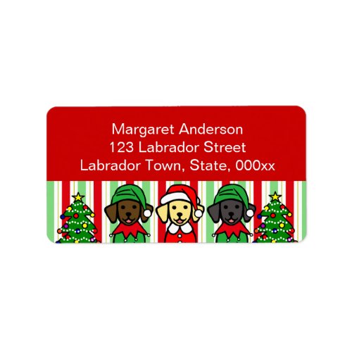 Christmas Three Labrador Puppies in Costumes Label