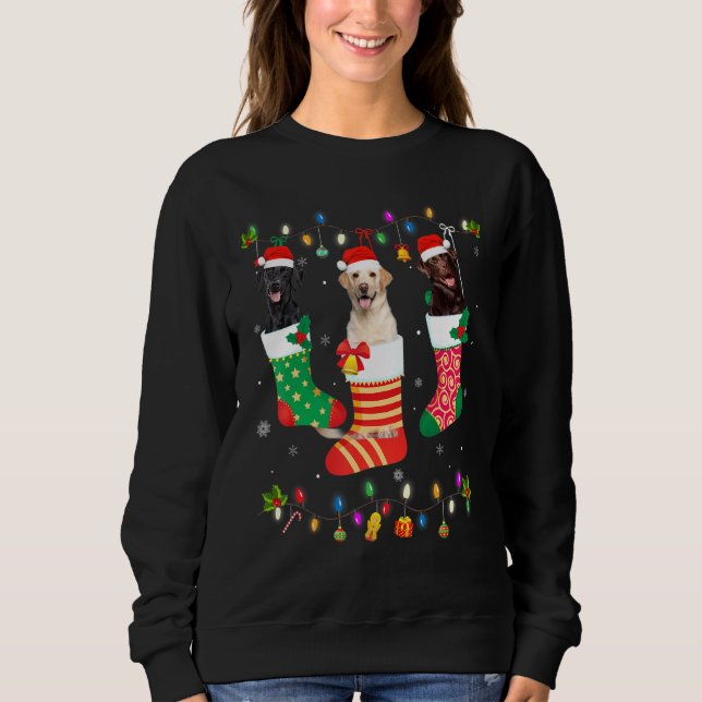 Christmas Three Labrador Retriever Dog In Christma Sweatshirt (Front)