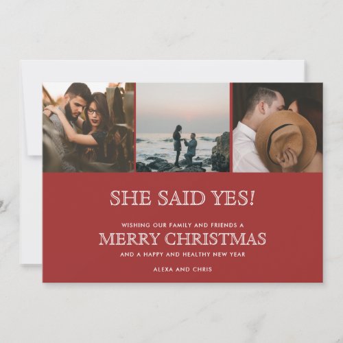 Christmas Three Photo Engagement Announcement