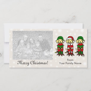 Christmas Three Yellow Lab Puppies Holiday Card