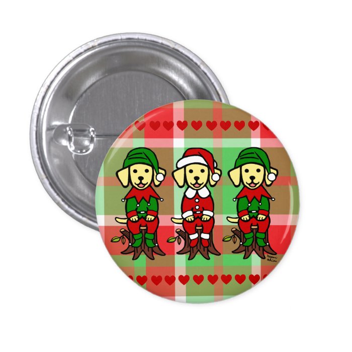 Christmas Three Yellow Lab Puppies Pinback Buttons