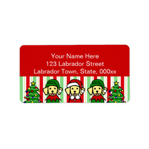 Christmas Three Yellow Labrador Puppies Label